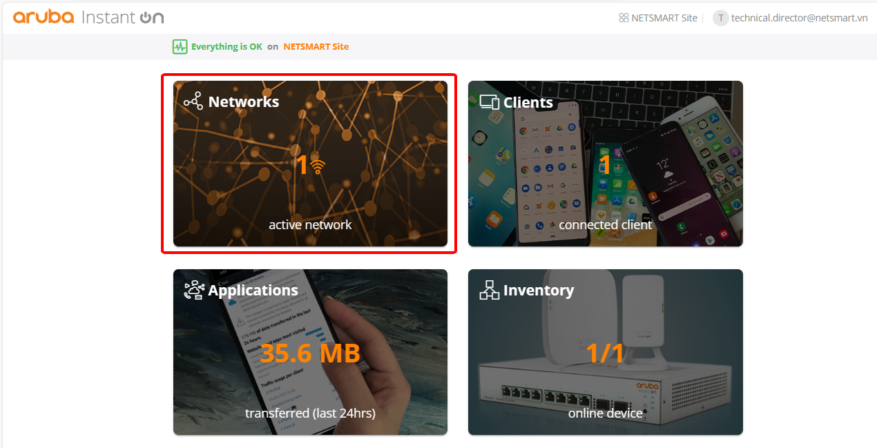 H1: Chọn Tab Network để thiết lập