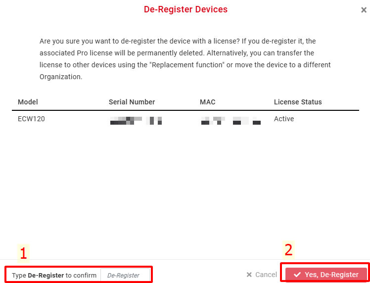 Gõ chữ De-Register để xác nhận gỡ 