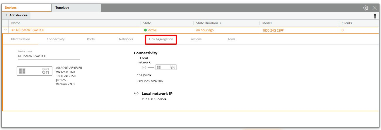 H11: Chọn Tab Link Aggregation